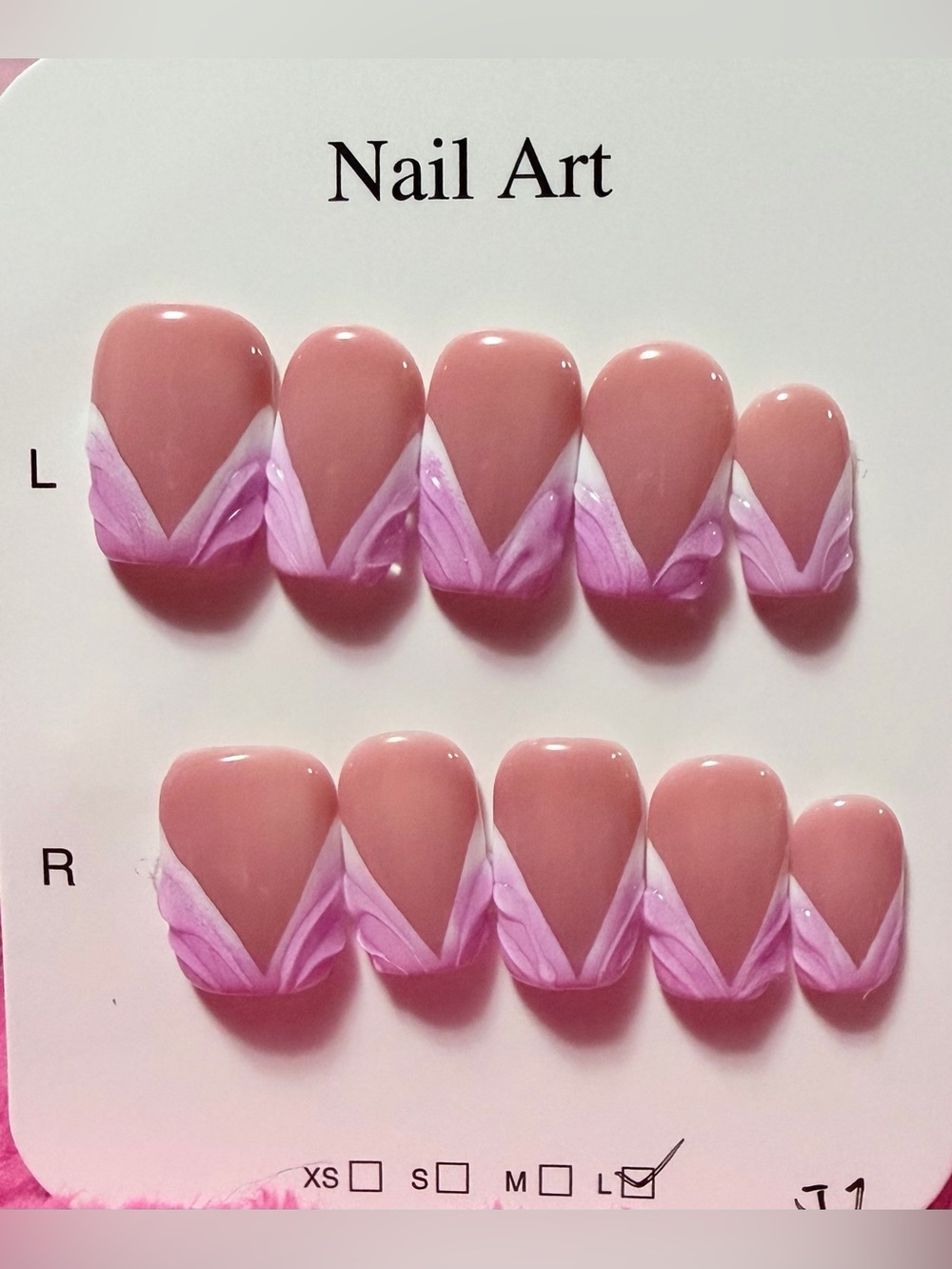 Pink Floral V-Shape Press-On Nail Set